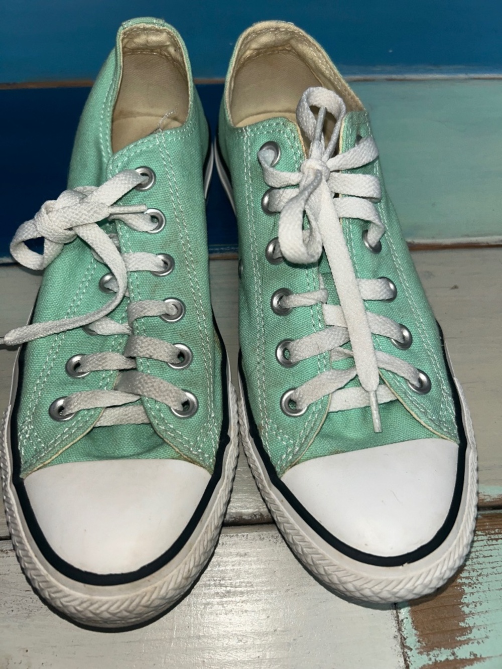 Mint Green Canvas Low Top Sneakers Women's Size 8 Lace Up Casual Shoes